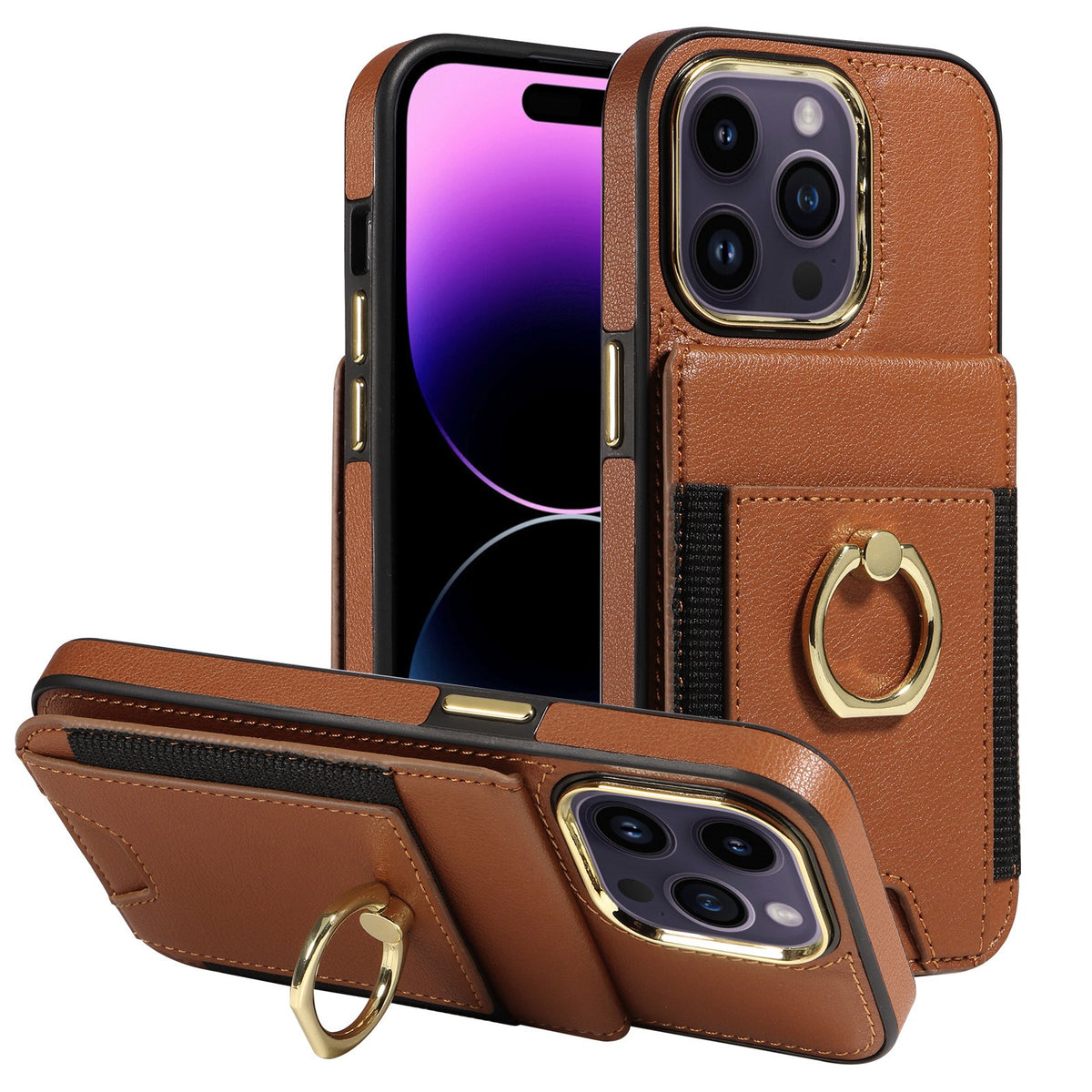 For Magsafe Magnetic Luxury Leather Card Holder Wallet Case For 14 Pro Max 13 12 Phone Bag Adsorption Accessories Cover